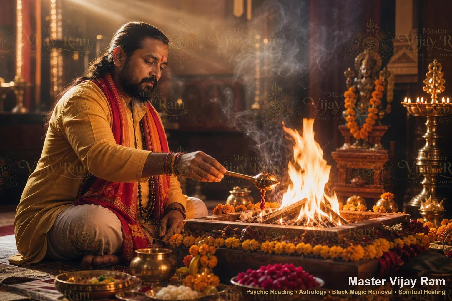 Vedic havan ritual for nazar removal and evil eye protection performed by Astrologer Vijayram Guru