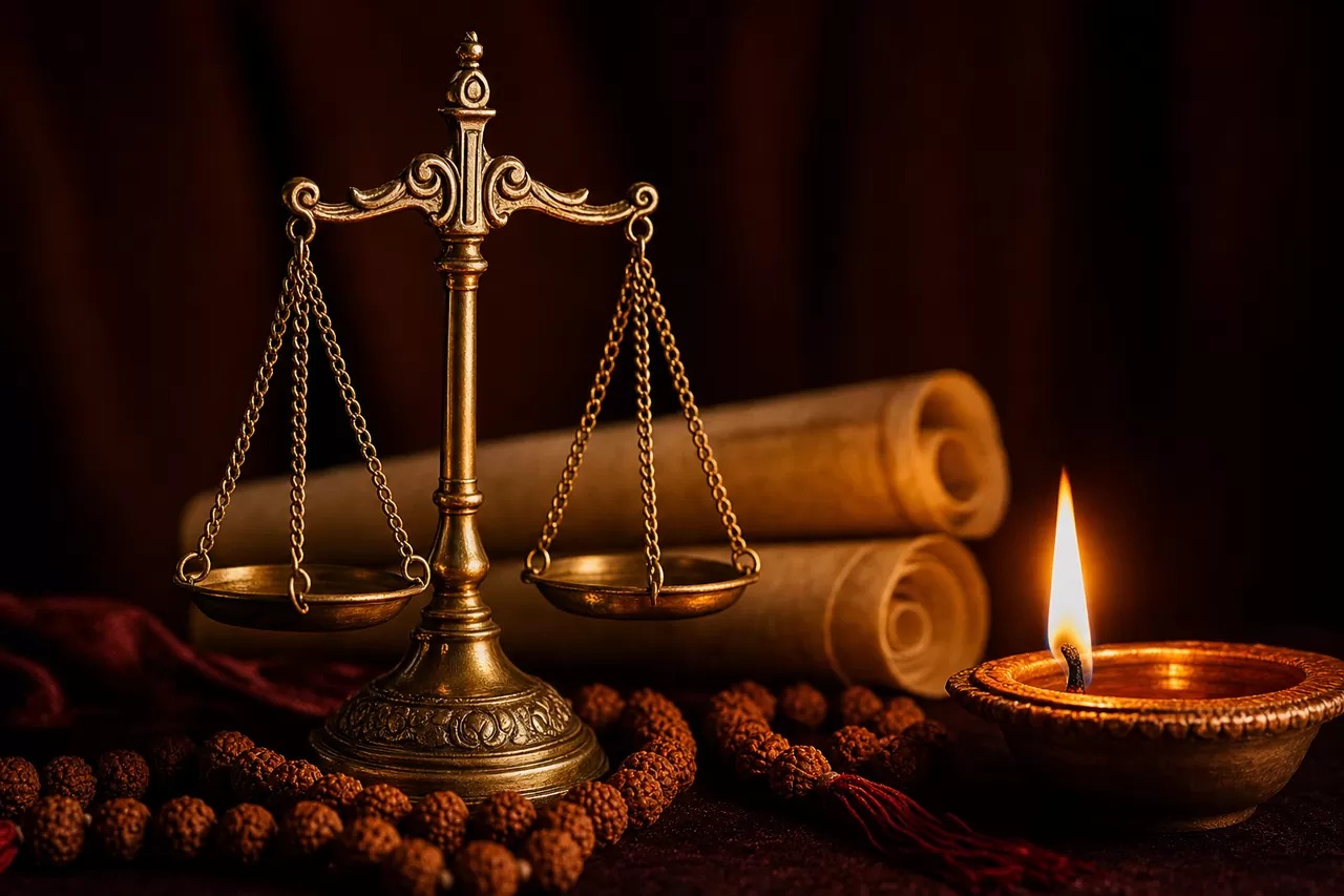 Astrologer Vijayram Guru performing a protective Vedic havan ritual for court case and enemy problem resolution